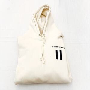Whitespace White Striped Hooded Sweater Off White Cream Size XL